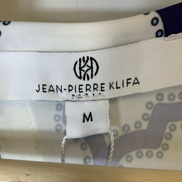 Jean-Pierre Kilfa NWT White Blue Tile Pattern Sleeveless Shift Dress Size M - Picture 8 of 15